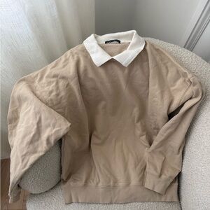 Brandy Melville Cream Sweatshirt with White Collar